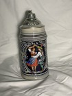 1834  Vintage Gerz German Beer Stein Mug W  Pewter Hinged Lid