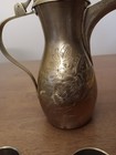 Brass Dallah Coffee Pot Turkish Islamic Engraved Vintage 14  Plus Accessories