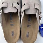Birkenstock Boston Classic Taupe Suede Leather Unisex Shoes Narrow wide 37-45