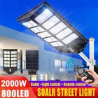 2x 2kw 7000k Solar Street Light Led Outdoor Dusk To Dawn Lamp Deep Cycle Battery