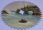 Vintage Hand-painted Circular Saw Blade Bear Fish Ocean Cliffs By Carl A Olson