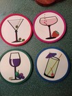 Vintage 50s-60 s  Bar Coasters 4 Cocktail Theme Wine  Martini Vintage Silicone
