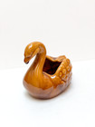 Vintage Swan Pottery Planter Brown Glaze Preowned Made In Vietnam