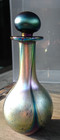 Signed John Gilvey Studio Art Glass Blue Iridescent Perfume Bottle W  Stopper