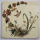 Splendid Original Vintage Victorian Ceramic Tile Bird   Flowers Design - 6  Sq