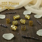 120 Pcs Gold Hair Jewelry For Braids   Dreadlocks - Metal Braid Cuffs  Rings    