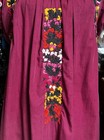 1970s Classic Oaxaca Mexican Burgundy Dress With Multi Colored Embroidery L