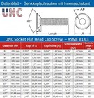 Countersunk Head Screw With Hex Socket 1 4-20 Unc Stainless Steel A2   304 