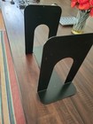 Pair Of Black Metal Bookends Non-skid Base 5  Tall Heavy Duty Book Ends