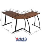 L-shaped Walnut Wooden Computer Desk Home Office Laptop Pc Table Gaming Table