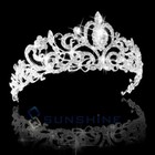 Queen Crown Tiara Headband Crystal Veil Bridal Vintage Wedding Hair Accessories