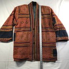 Vintage Hmong Hill Tribe Hand Embroidered Batik Indigo Patchwork Kimono Jacke L