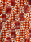 Vintage Handmade 60s Orange  Flowers  Dots  Gingham Pattern Half Apron