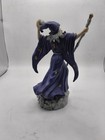 Vintage Purple Wizard Figurine With Staff And Crystal Ball Orb Fantasy Statue