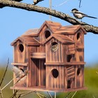 Wooden Bird Houses For Outside  10 Rooms Multi Chamber Bird House Carbonized Pin