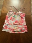 Candie   s Floral Cami Top Juniors Xs Pink Watercolor Tiered Strappy Camisole Tank