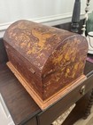 Vintage Dome Top Treasure Chest Wooden Box Featuring Hand Painted Rare