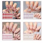  112 Pieces Thin Semi-cured Gel Nail Strips Solid Full Nail Polish Sticker 
