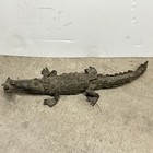 Charming Antique Bronze Metal Alligator Crocodile Sculpture Statue Home Decor