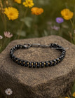 Premium Hematite Stone Bracelet Men Energy Healing Reiki Gift Silver Clasp