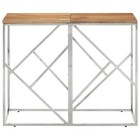 Vidaxl Console Table Silver Stainless Steel And Solid Wood Acacia Furniture End