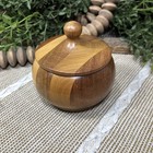 Vintage Turned Wooden Box With Lid Trinket Box Small Round Mcm Boho