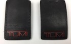 Tumi Set Of 2 Black Leather Luggage Replacement Tag Red Logo 4  X 2 5 