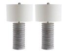 Set Of 2 Safavieh Table Lamp White Wash Rustic Farmhouse Bedside Living Room