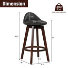 Set Of 4 Upholstered Swivel Barstools 29  Wooden Dining Chairs W low Back Black