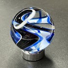 Contemporary Handmade Art Glass Marble 1 12  Blue Black Dichroic White Swirl Mib