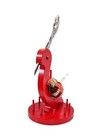Vintage Wood Bird Peacock Red Sewing Caddy Scissors Pin Cushion Beauty