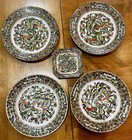 Chinese Famille Rose Thousand Butterflies Porcelain Plate Set 5 As Is -antique 