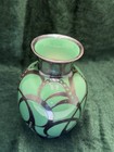 Antique Spahr 1000 Silver Overlay Green Jadeite Haviland Porcelain Vase Mint
