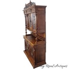 Antique Oak French Victorian Hunt Cabinet Cupboard Heavily Carved Renaissance