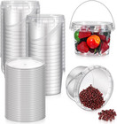 40 Pack 16oz Clear Plastic Buckets With Lids And Handles For Food Storage