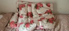 Gorgeous  Vintage Eiderdown Feather Quilt  Red Roses On Satin 60 X 50 Inch 