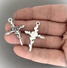 6 Pc Small Rose Cross 34x23mm Silver Rosary Crucifix Diy Catholic Rosaries Part