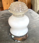 Vintage Glass Light Fixture-mcm Or Older-clear Beaded frosted Top-metal Rim-8 