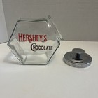 Vintage Hershey   s Chocolate Jar Glass Candy Cookie Counter Chrome Lid