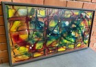 Vintage Abstract Shapes Oil Painting Mid Century Mcm Modern Art 1950s Signed