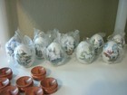 Vtg Lot Of  9  Princeton Gallery Porcelain  unicorn  Eggs With Wood Stand  euc 