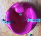 Bumbo Baby Infant Floor Seat With Safety Belt Strap Hot Pink Fuschia Foam Chair