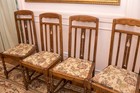 Set Of 4 English Oak Barley Twist Arts And Crafts Dining Chairs Project Seats