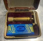 Vintage Gillette Gold Plated Aristocrat   excellent Shape  Safety Razor W  Case
