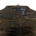 Nicole Miller New York Womens S Gold Metallic Sheer Ruched Long Sleeve Party Top