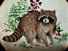 Vtg Embroidery Hoop Wall Hangings Animals Raccoon Country Cottage Farmhouse