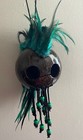Green Black Feathers Ikaika Hawaiian Warrior Helmet 2 5  Coconut Brown Car Decor