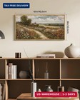Shenify Vintage Landscape Framed Wall Art Rustic Countryside Wildflower Field Fa