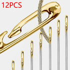 12pcs Large Eye Sewing Needles Set Hand Stitching Self Threading Yarn Needles Us