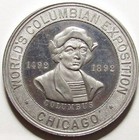 1893 Columbian Expo Encased Coin Admission Ticket Eglit-40b Christopher Columbus